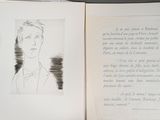 a drawing of a man in a suit and tie on a book
