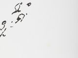 a drawing of a man flying a kite in the sky