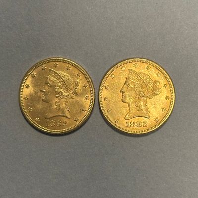2 MONNAIES en or 10 dollars 1882. - Photo 1