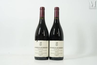 deux bouteilles de vin rouge posées sur une table blanche