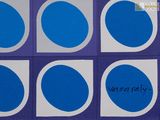 a picture of a blue and white board with circles on it