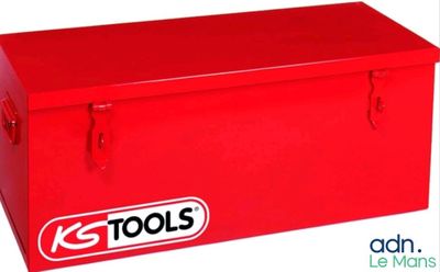 une boîte à outils rouge sur laquelle est inscrit « outils »