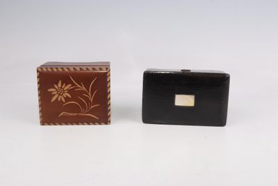 deux portefeuilles, l'un noir et l'autre marron, posés l'un à côté de l'autre sur une surface blanche
