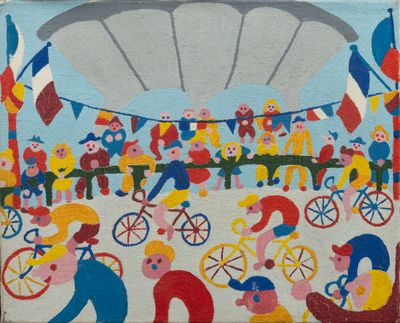 tableau représentant une scène de cirque avec des clowns, des clowns et d'autres artistes de cirque
