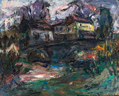 Elmer VAGH WEIMAN Vue de village Huile sur toile signée en b…