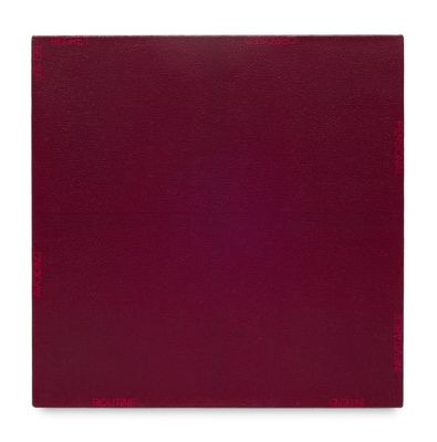 a close up of a red glass cutting board on a white background