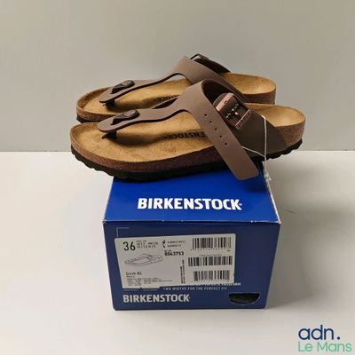 Sandales Birkenstock pour homme en cuir marron, neuves dans leur boîte d'origine