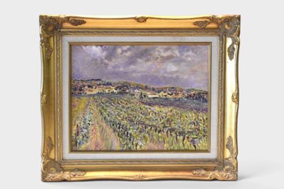 an image of a painting of a landscape in a gold frame