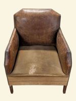 Bergère ou fauteuil Club en cuir naturel couleur caramel ou … (photo 2)