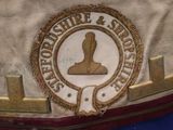 a close up of a badge on a bag