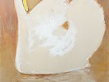 un tableau représentant un cygne blanc flottant sur l'eau