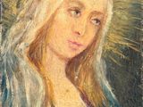 une peinture représentant une femme avec une couronne sur la tête