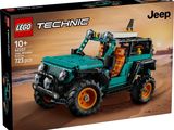 Jeep Lego Techie avec jantes et pneus orange, dans sa boîte