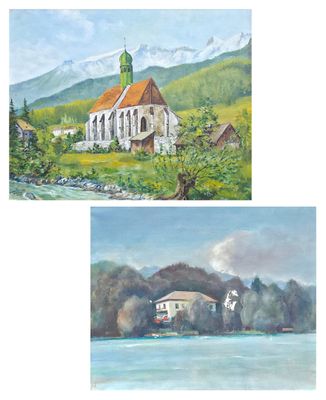 ECOLE AUTRICHIENNE Paysages Suite de deux huiles, l'une sur …