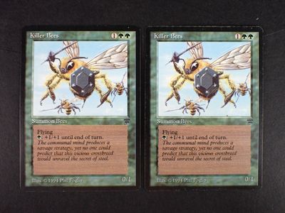 two cards with a picture of a bee and a bee on them