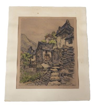 an image of a painting of a house on a hill