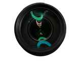 a picture of a camera lens with a green ring on it