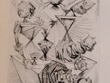 drawing of a group of people with umbrellas in a field