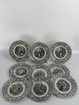 un ensemble de douze planches en noir et blanc représentant des personnes