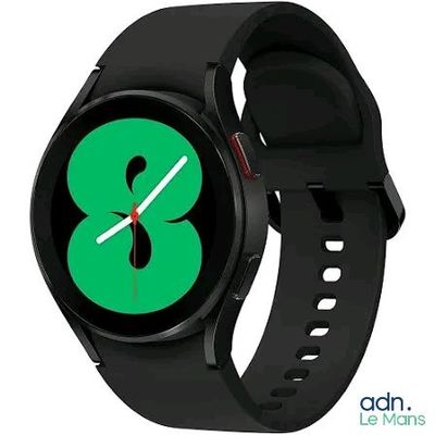 une image représentant une montre connectée noire sur laquelle figure un 8 vert