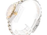 rolex lady ' s watch with two tone gold bezel and white dial