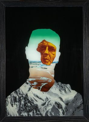 une image représentant un tableau où l'on voit un homme avec une montagne en arrière-plan