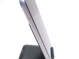 a close up of a cell phone on a stand