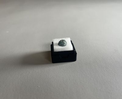 a close up of a small black and white object on a white surface