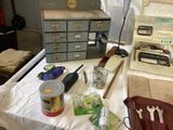 a table with a lot of items on it