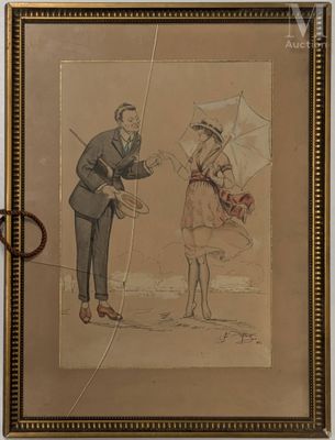 Ecole du XXème siècle Scène galante