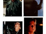 four different pictures of a man in a leather jacket and a woman in a plaid shirt
