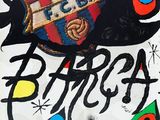 une affiche sur laquelle figurent un chat et un ballon de foot