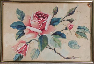 a picture of a painting of a rose on the wall