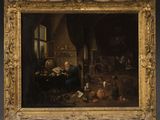 an image of a painting of a man sitting at a table in a room