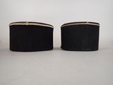 a pair of black velvet boxes with gold trims