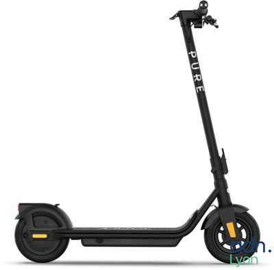 an image of a black electric scooter on a white background