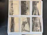 six photographs of a man riding a bike on a bridge