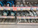 many different types of wheels on the shelves in the store