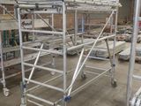 many scaffoldings in a building that is being built