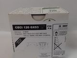a white box with a black and yellow label on it