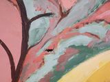 a painting on the wall of a building with a bird on it
