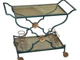 an image of a metal and glass serving cart