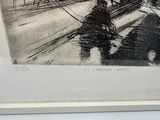 a picture of a drawing of two people on a train