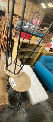 many chairs and tables in a room with boxes on the floor