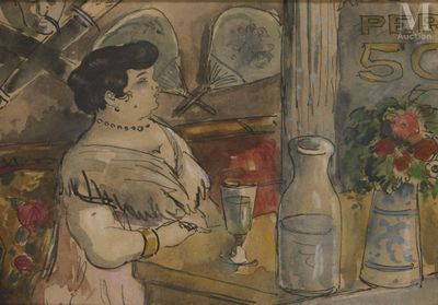a painting of a woman standing in front of a mirror