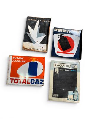 4 Plaques publicitaires "La Gauloise", "Primagaz", ,"Totalga…