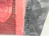 a picture of a painting of a red and black building