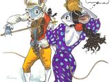 a drawing of a mouse playing a violin and a mouse playing a violin