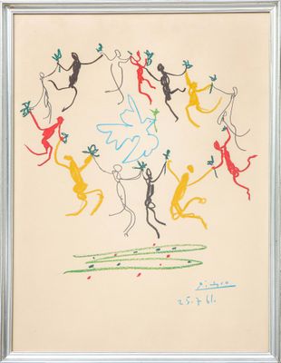 un tableau représentant un groupe de personnes dansant en cercle