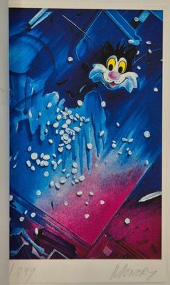 une image d'une photo d'un tableau représentant un chat dans une baignoire